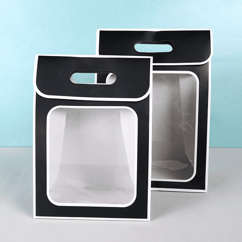Customized gift cardboard bag with window opening and Die-cut handles for retail &gift - Image 2