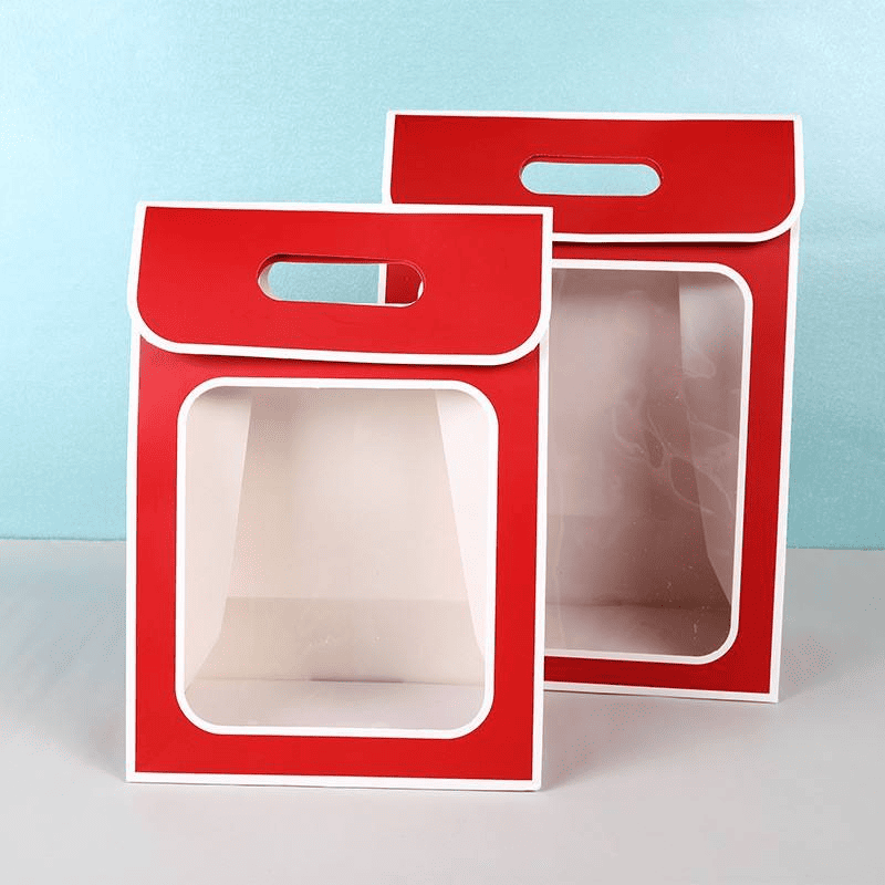 Customized gift cardboard bag with window opening and Die-cut handles for retail &gift - Image 3