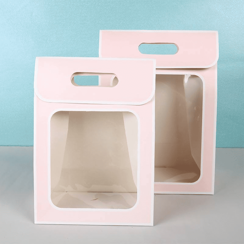 Customized gift cardboard bag with window opening and Die-cut handles for retail &gift - Image 4