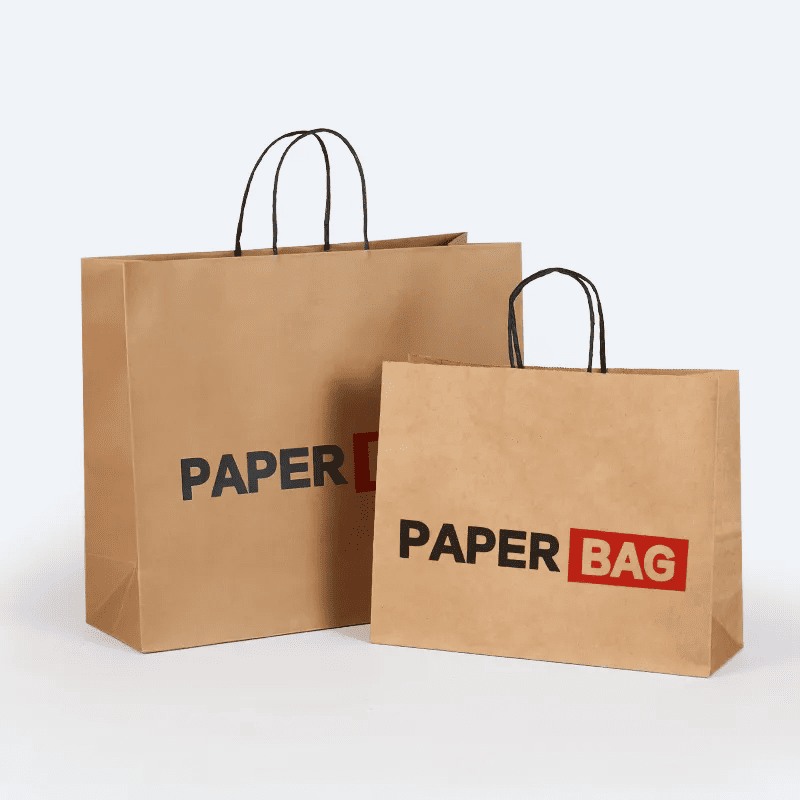 Durable reinforced handle brown kraft paper handbag for the fast food industry - Image 3