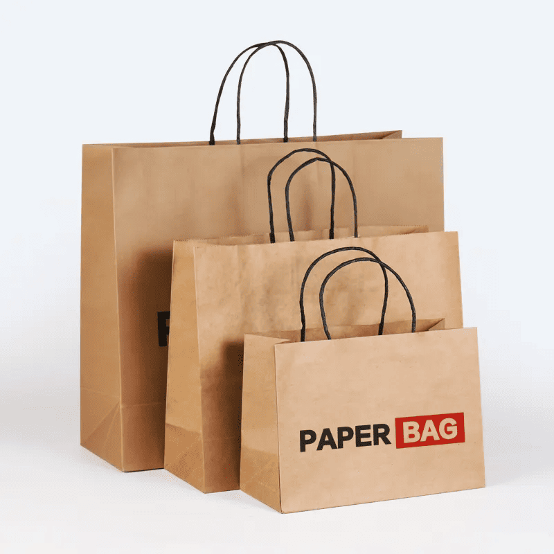 Durable reinforced handle brown kraft paper handbag for the fast food industry - Image 4