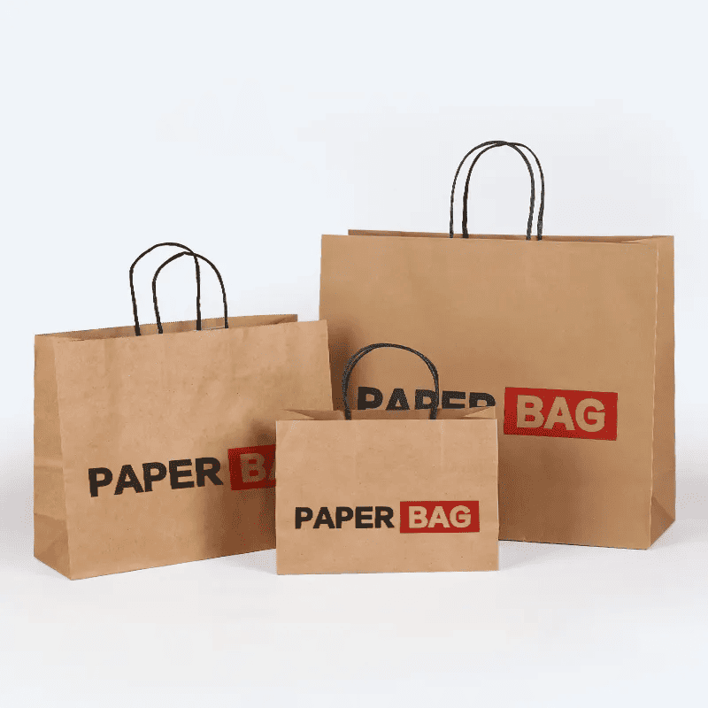 Durable reinforced handle brown kraft paper handbag for the fast food industry - Image 2