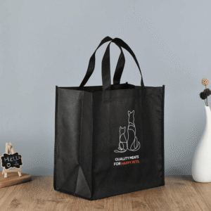 Black non-woven bag without non laminated customize printing and environmentally friendly tote bag