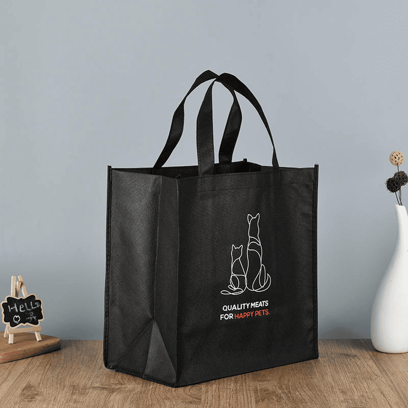 Black non-woven bag without non laminated customize printing and environmentally friendly tote bag