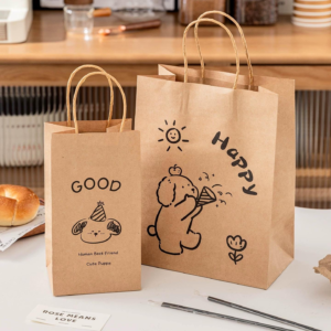 Customized logo kraft paper bags and twisted handles bags for carrying away