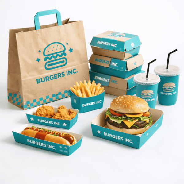 Custom design branded fast food takeaway to go box packaging with logo ...