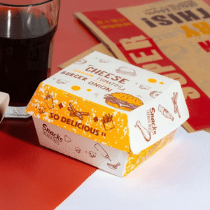 Burger box for fast food available for dine in&take away with food grade materials that can be customized for design