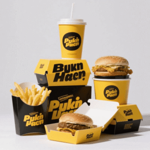 Fast food series includes french fry boxes, burger boxes, and other box types that are 100% customizable