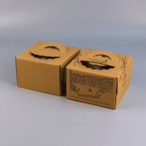 Customized print kraft cake carrier with sturdy handle and eco-friendly transport box