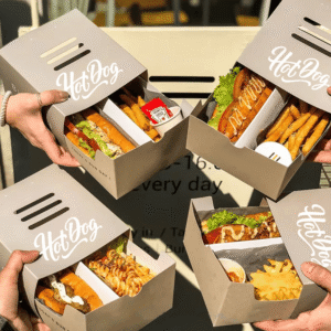 Ventilated drawer-style hot dog takeout box for fresh & crispy Food