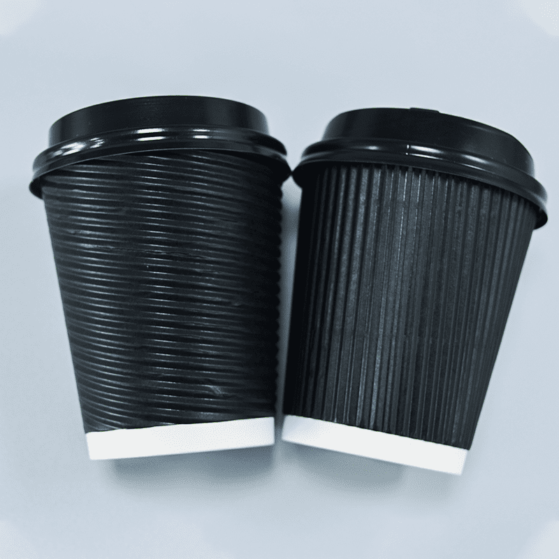 Black corrugated double wall coffee cups special materail with customized logo and size - Image 2
