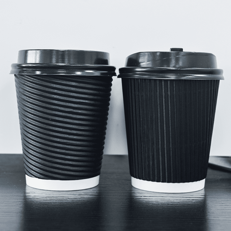 Black corrugated double wall coffee cups special materail with customized logo and size - Image 3