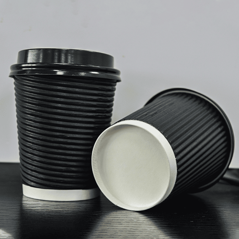 Black corrugated double wall coffee cups special materail with customized logo and size