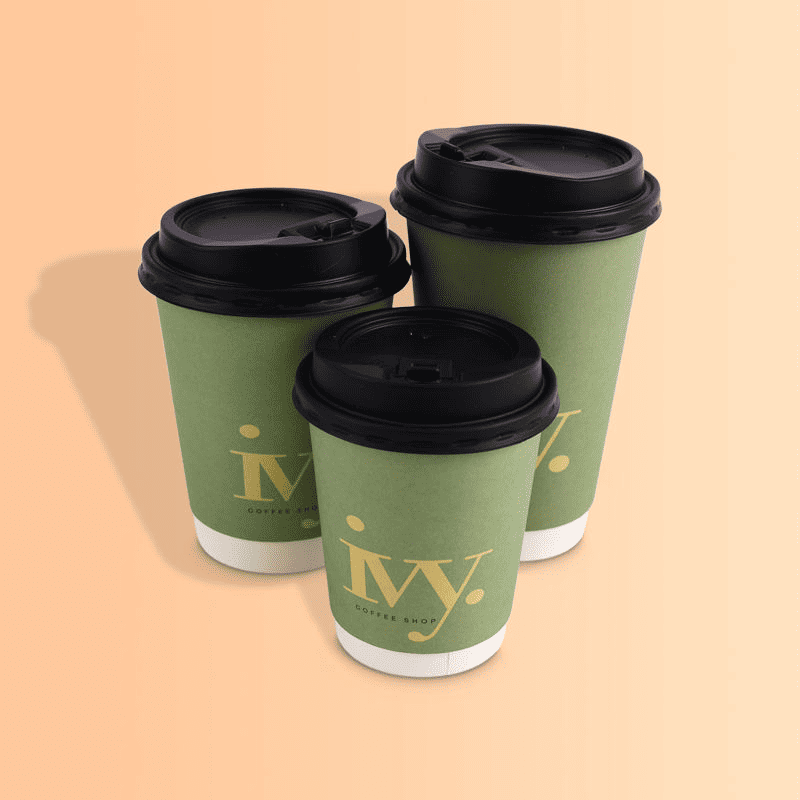 Wholesale ustom matte double-wall coffee cups with logo print and different sizes