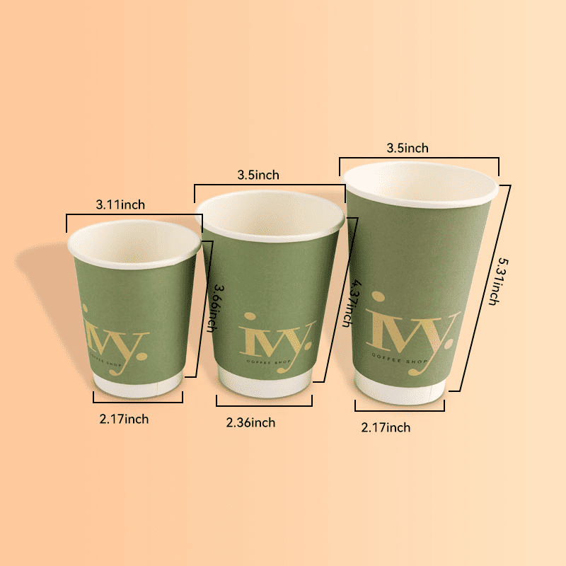 Wholesale ustom matte double-wall coffee cups with logo print and different sizes - Image 4