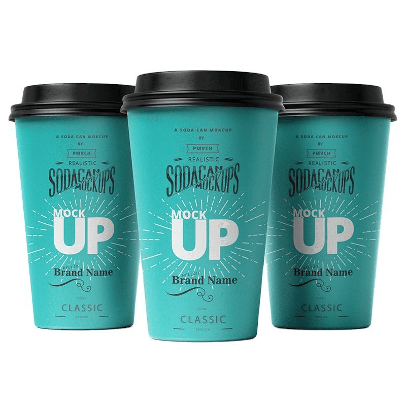 Disposable custom printed paper coffee cups with lids, multiple sizes, low moq, factory direct