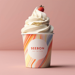 Food Grade Customizable Disposable Ice Cream Cup, Colorful Marble Pattern Paper Tub With Custom Logo For Cafe Dessert Catering