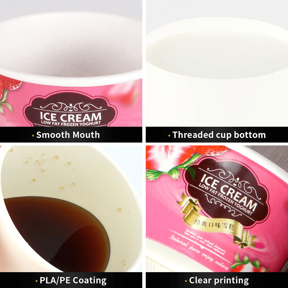 Food Grade Customizable Disposable Ice Cream Cup, Colorful Marble Pattern Paper Tub With Custom Logo For Cafe Dessert Catering - Image 2