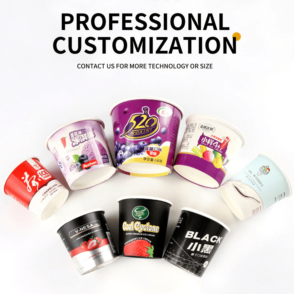 Food Grade Customizable Disposable Ice Cream Cup, Colorful Marble Pattern Paper Tub With Custom Logo For Cafe Dessert Catering - Image 3